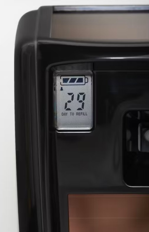 Diffuseur de parfum par aérosol microburst lumecell noir vu de face avec écran